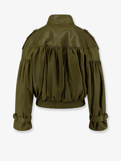 Giacca crop fit in pelle thumbnail