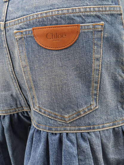 Lightweight cotton denim fabric skirt/trousers thumbnail