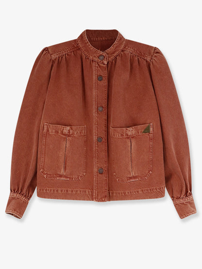 Orange denim jacket thumbnail