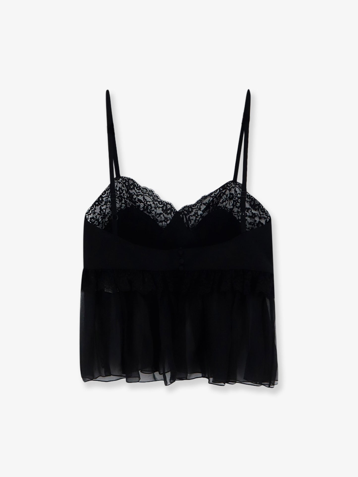 Top in seta con profilo in pizzo