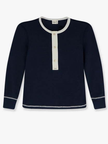Cotton sweater with contrasting inserts thumbnail