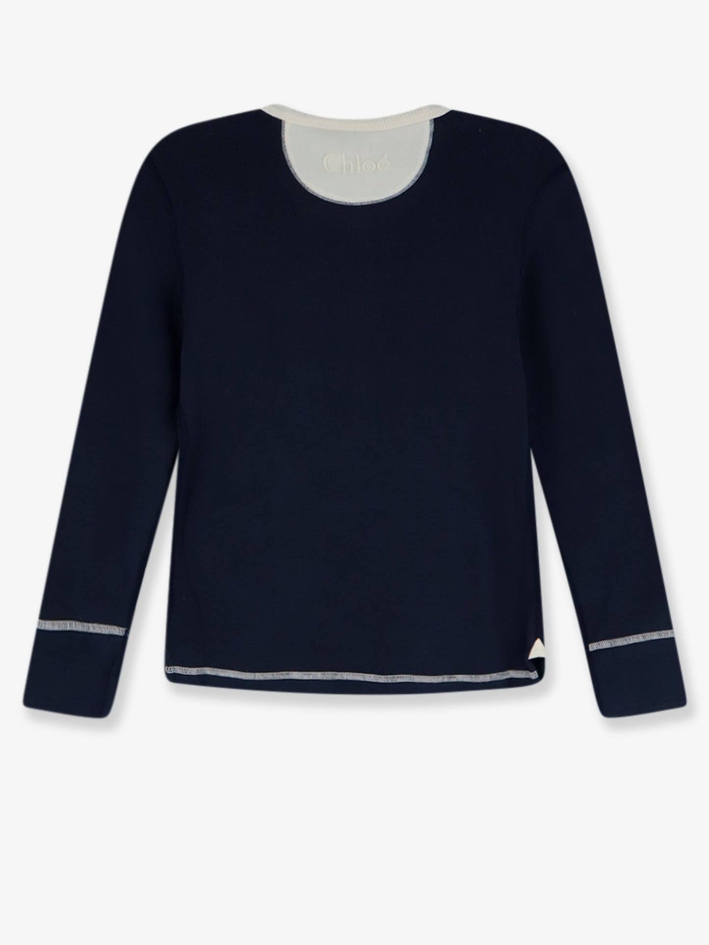 Cotton sweater with contrasting inserts