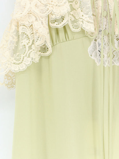 Silk dress with lace inserts thumbnail