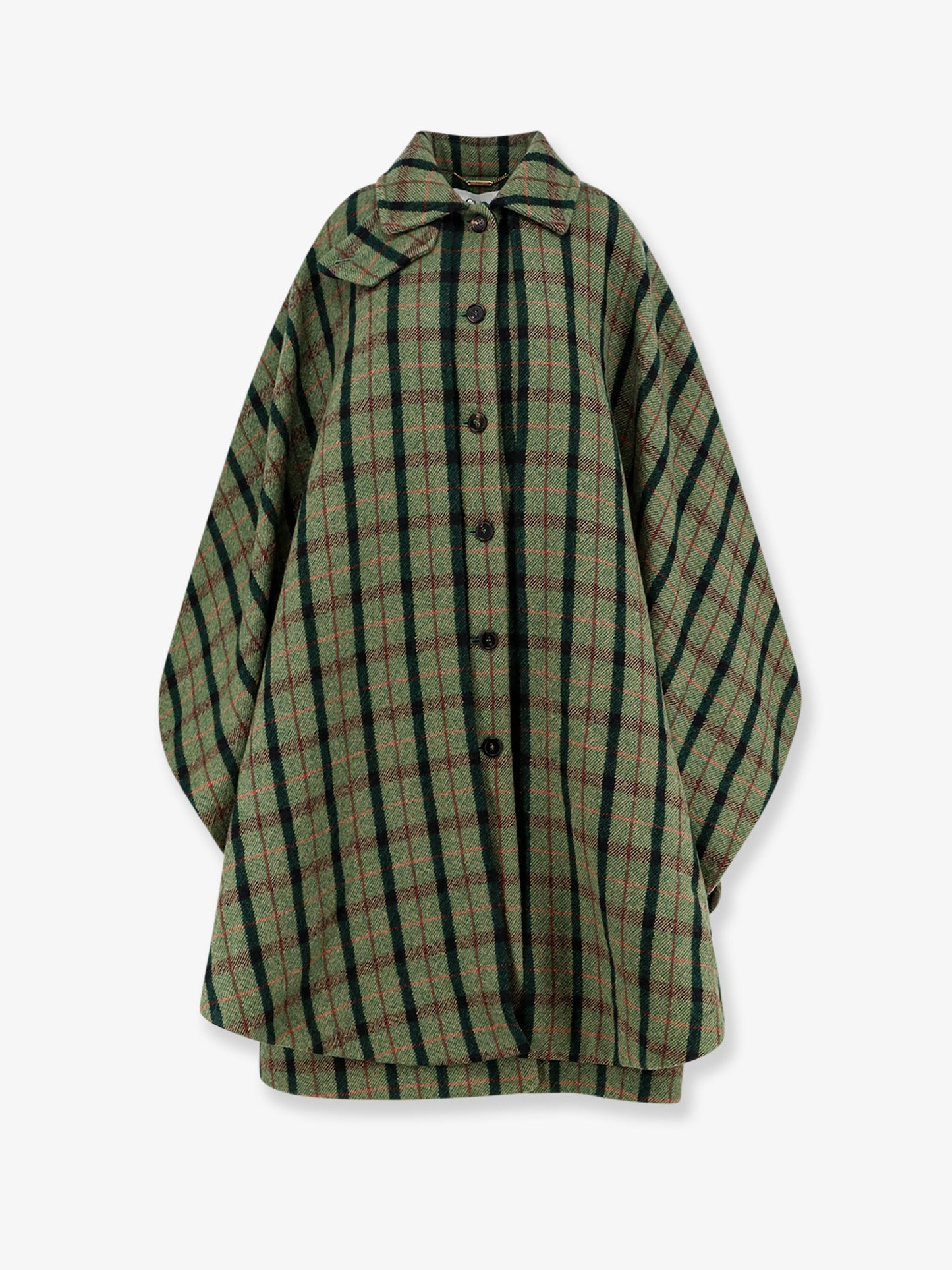 Cappotto a mantella in lana madras