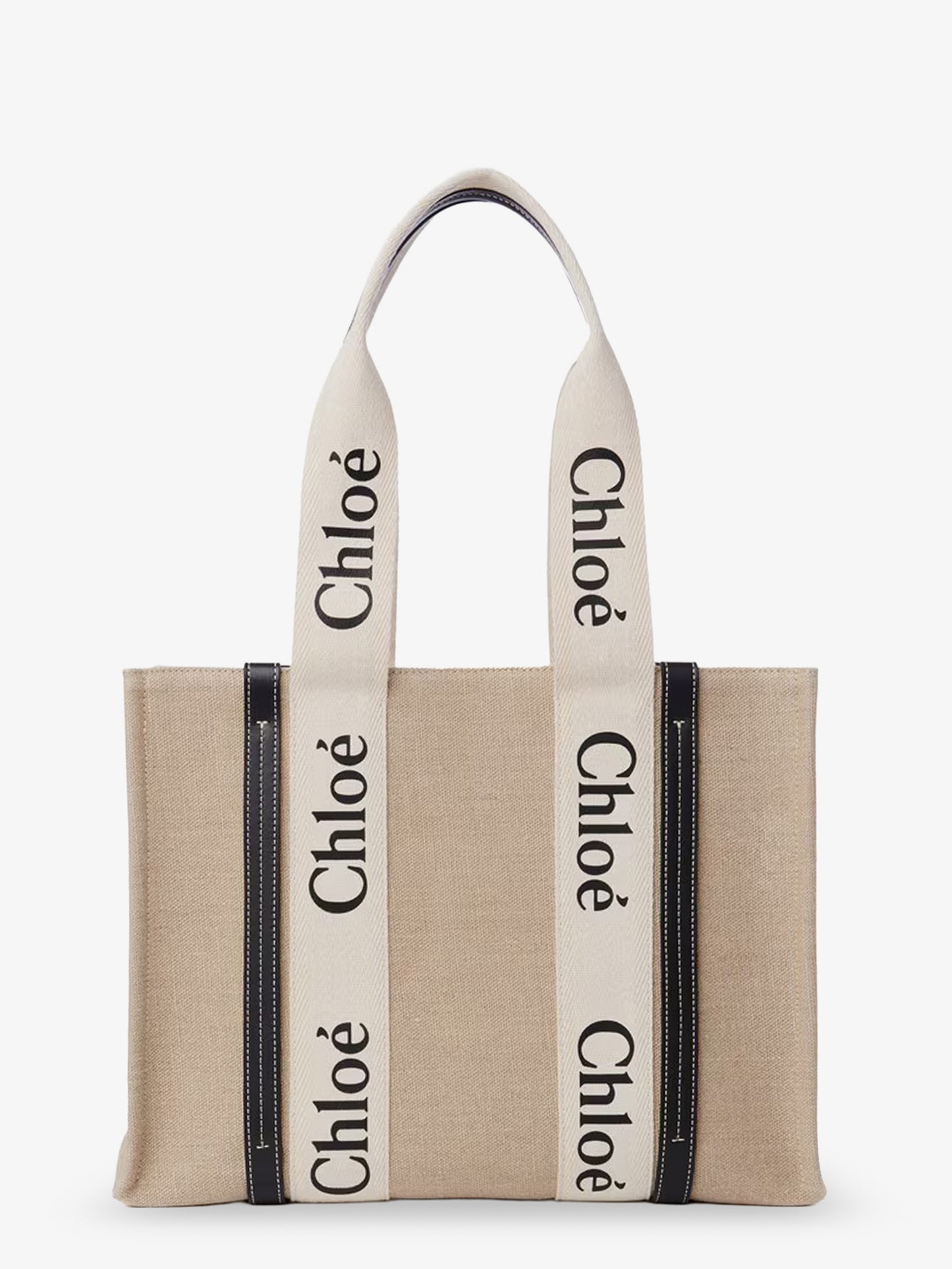 Woody linen shoulder bag with front lettering logo