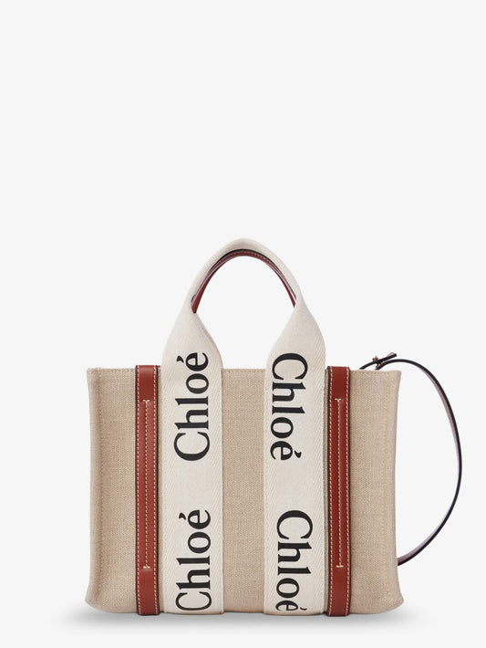 Woody linen and leather Tote Bag