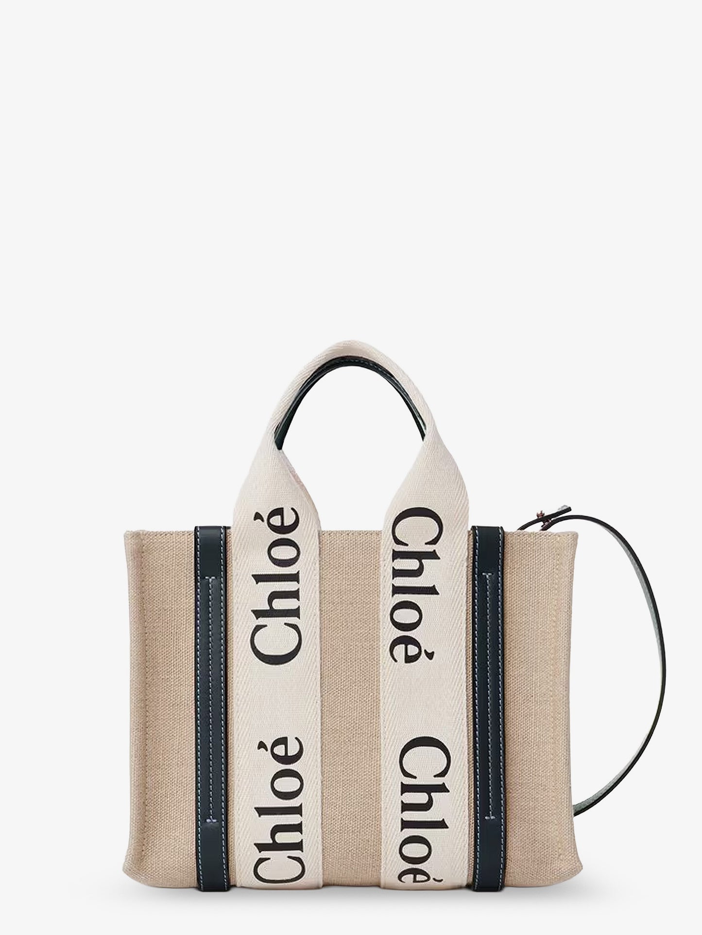Woody linen canvas and leather crossbody bag