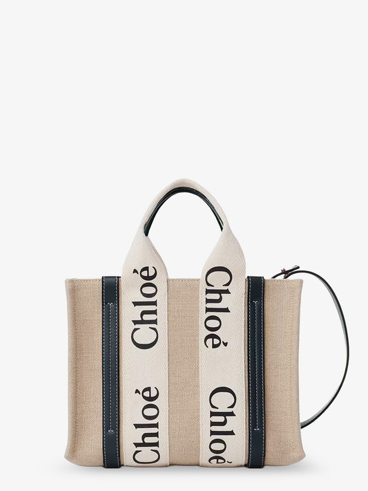 Woody linen canvas and leather crossbody bag
