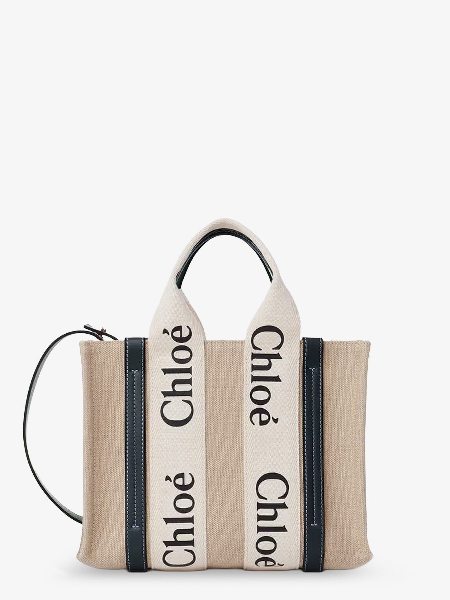 Woody linen canvas and leather crossbody bag