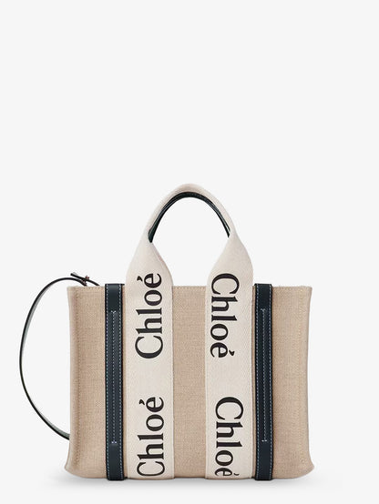 Woody linen canvas and leather crossbody bag thumbnail