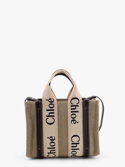 Woody linen canvas and leather crossbody bag thumbnail
