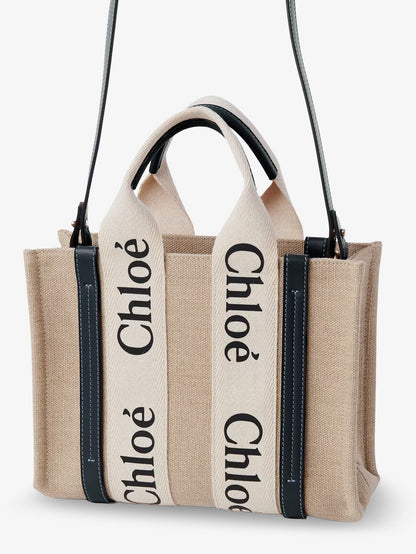 Woody linen canvas and leather crossbody bag thumbnail
