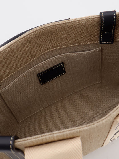 Woody linen canvas and leather crossbody bag thumbnail