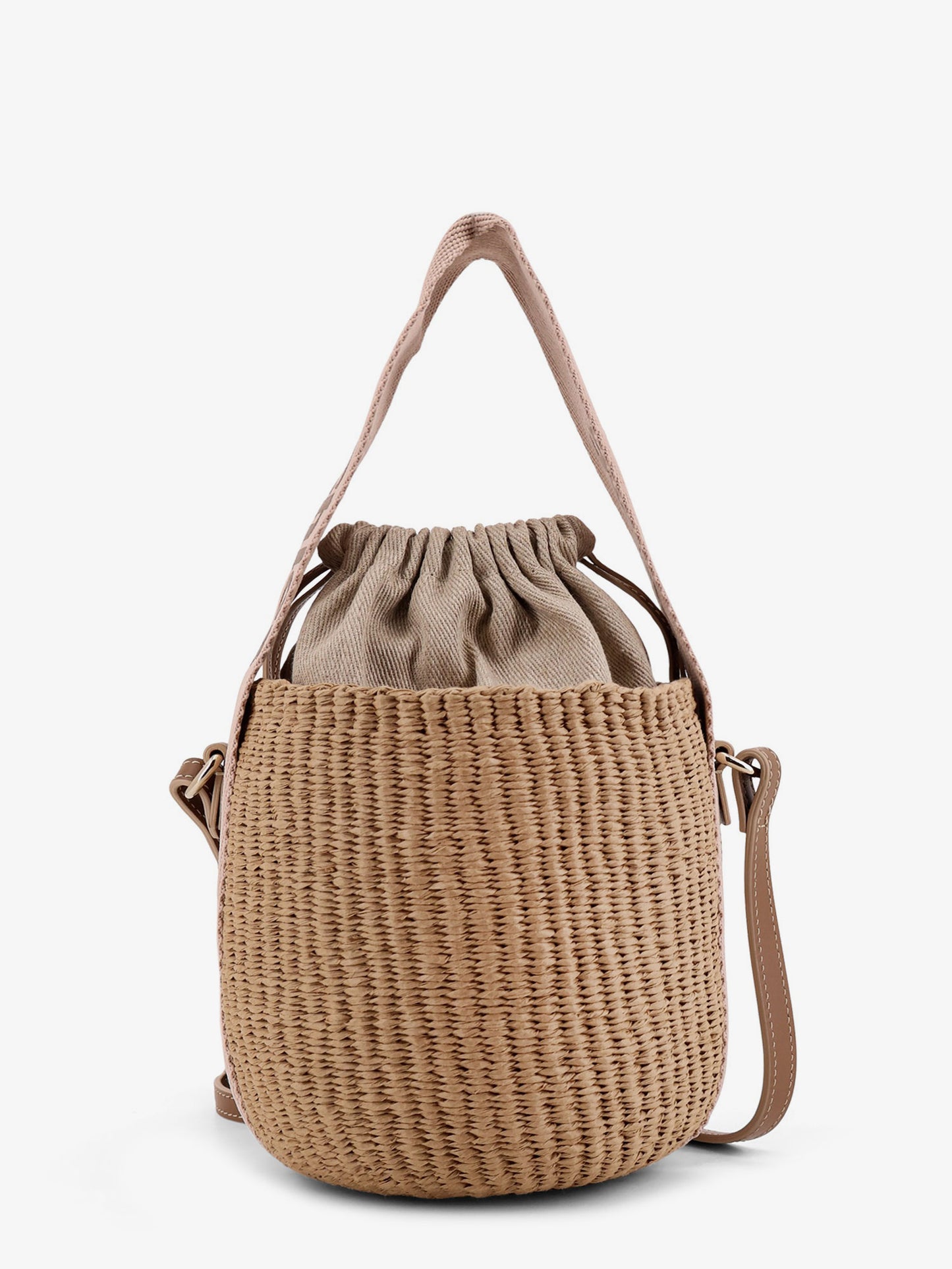 Woody raffia bucket bag