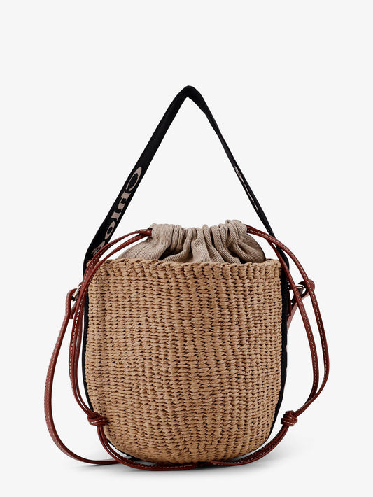 Woody raffia bucket bag
