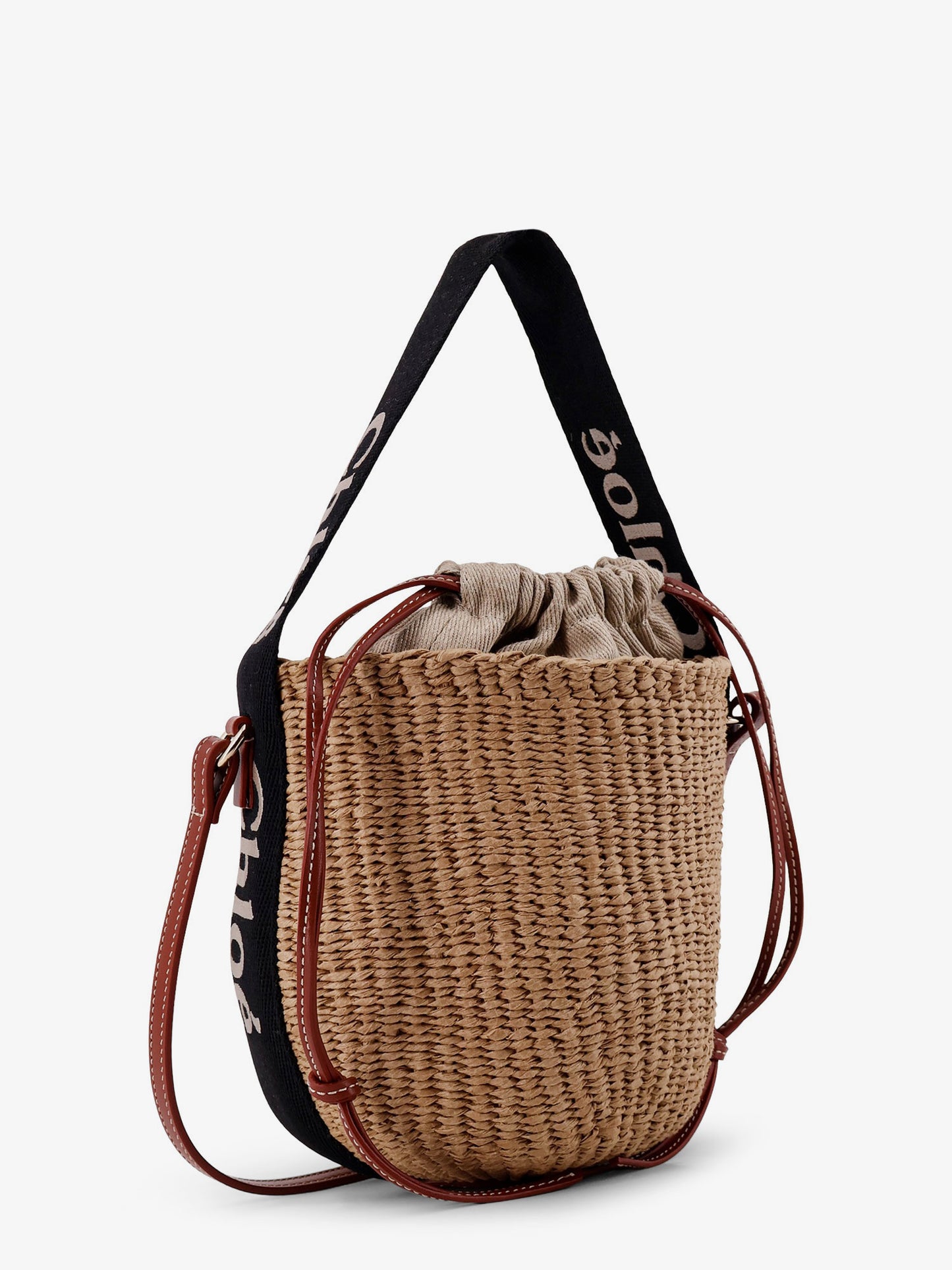 Woody raffia bucket bag