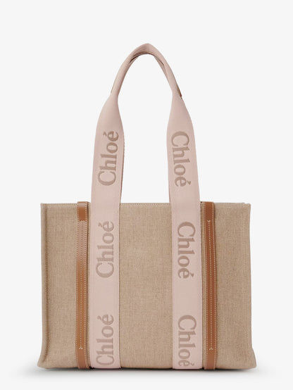 Woody linen shoulder bag with front embroidered logo thumbnail