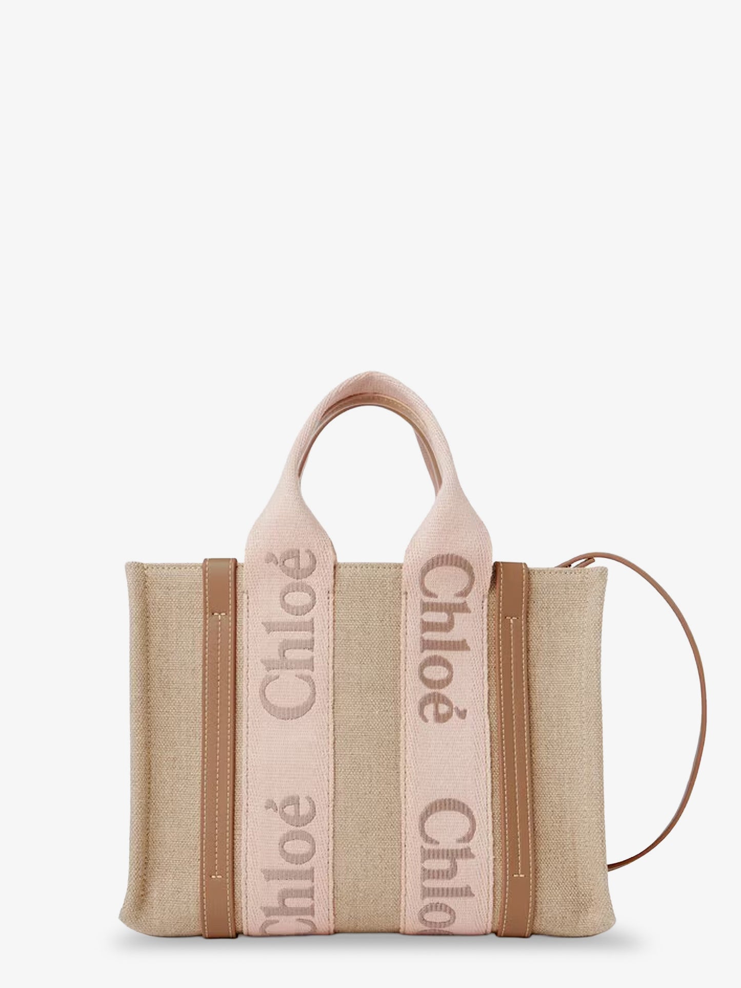 Woody linen canvas and leather crossbody bag
