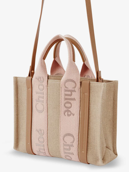 Woody linen canvas and leather crossbody bag thumbnail