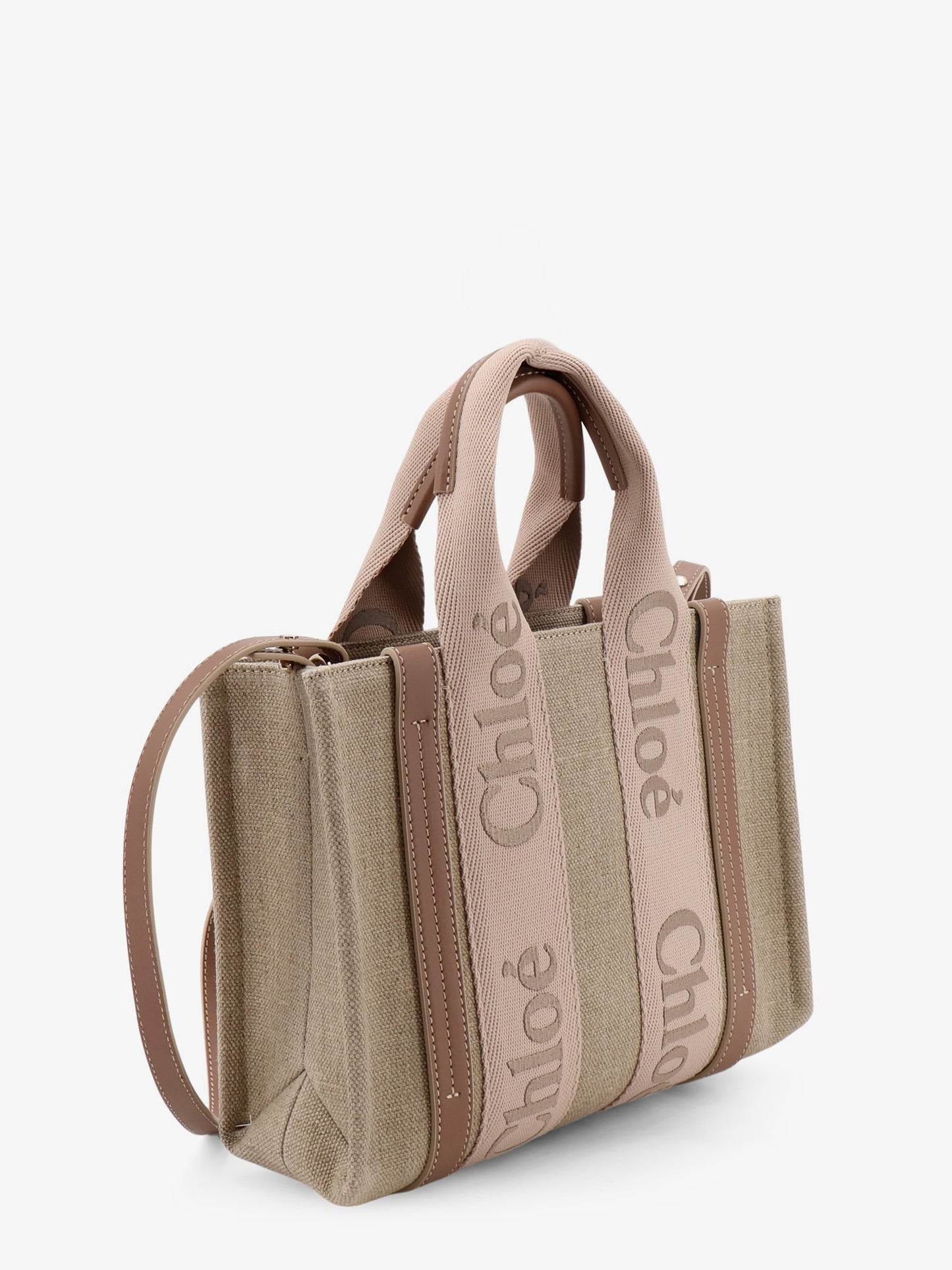 Woody linen canvas and leather crossbody bag