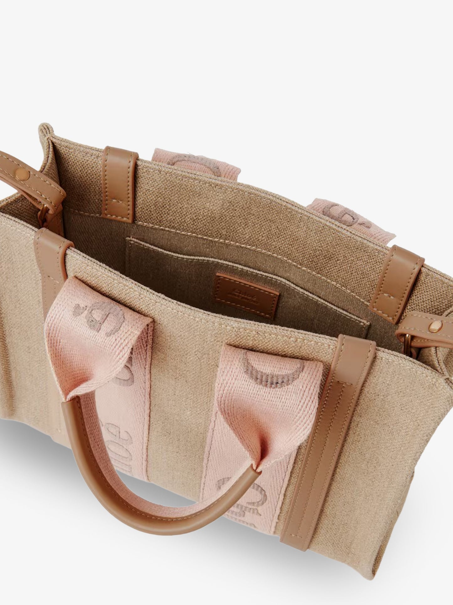 Woody linen canvas and leather crossbody bag