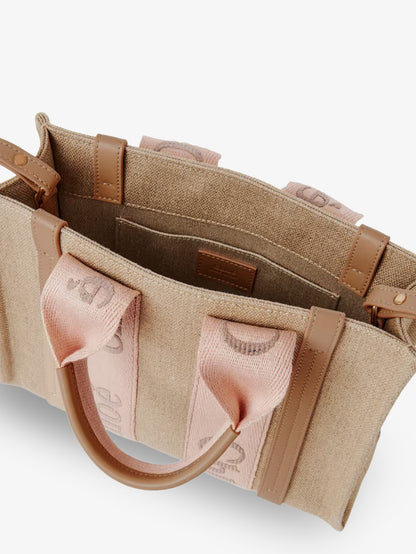 Woody linen canvas and leather crossbody bag thumbnail