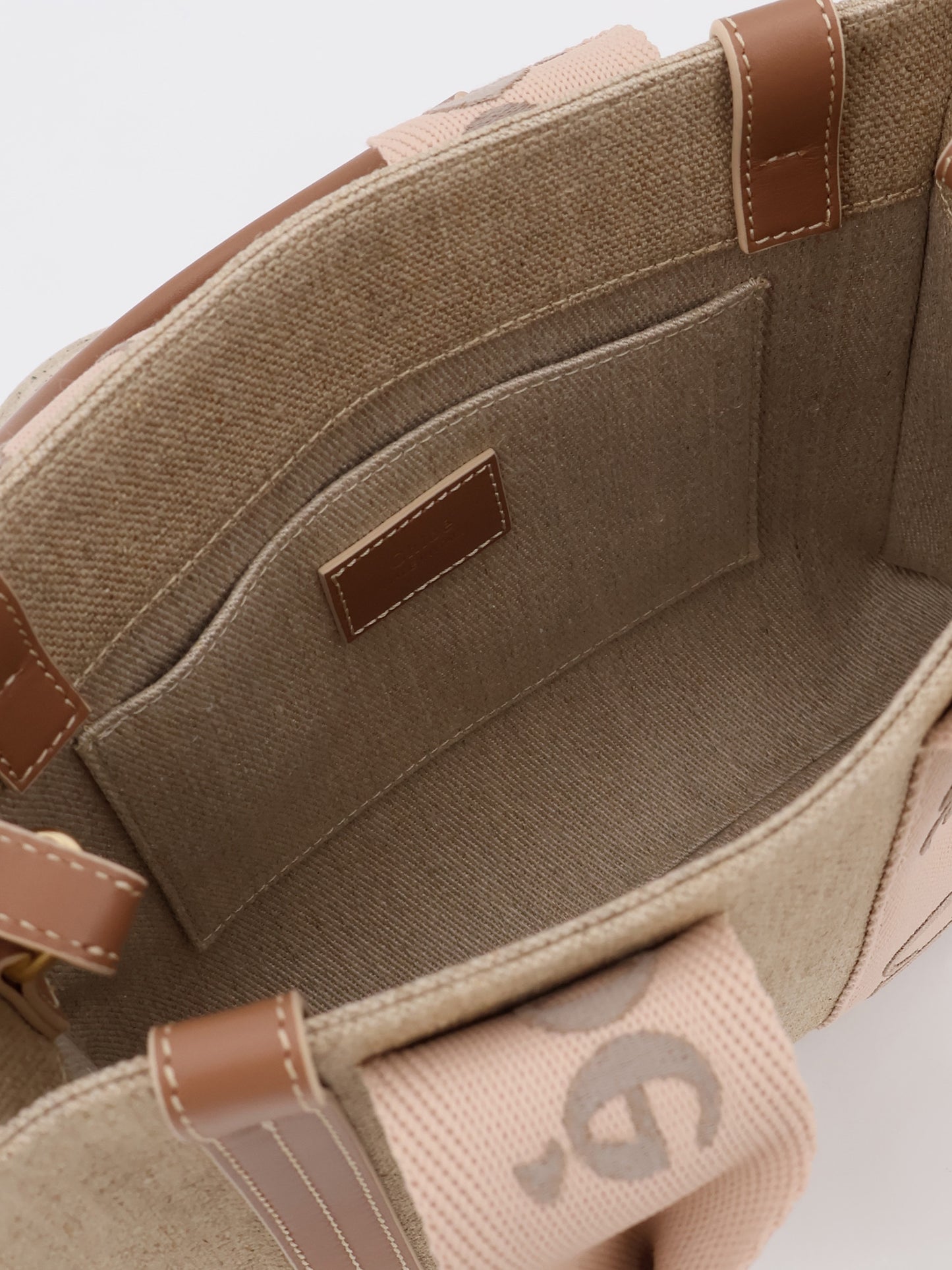 Woody linen canvas and leather crossbody bag