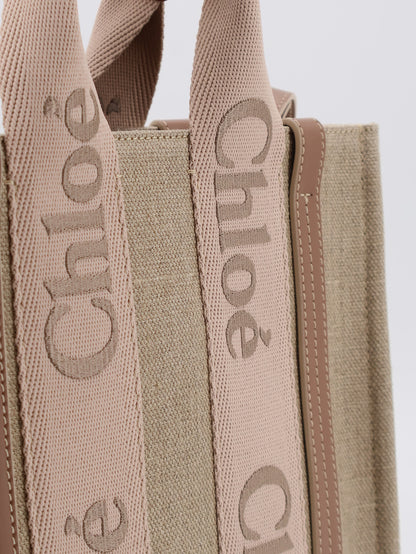 Woody linen canvas and leather crossbody bag thumbnail