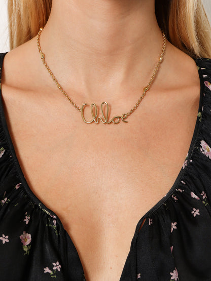 Brass necklace with lettering logo thumbnail
