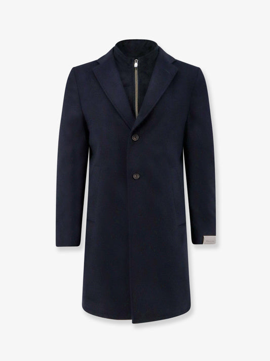 Casual single-breasted wool and cashmere coat