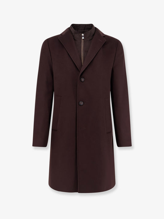 Single-breasted wool and cashmere blend coat with double closure