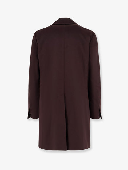 Single-breasted wool and cashmere blend coat with double closure thumbnail
