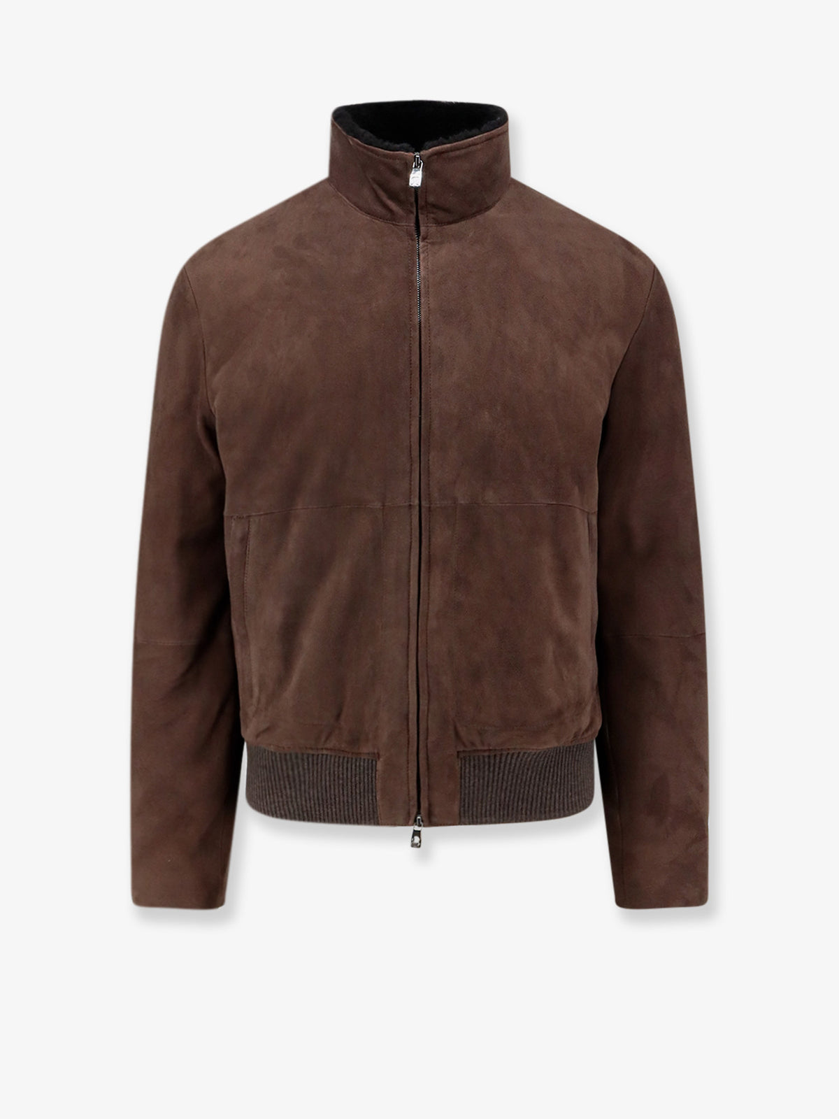 Suede jacket with shearling detail