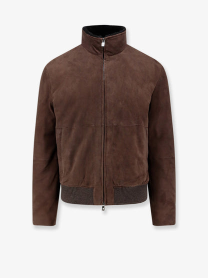 Suede jacket with shearling detail thumbnail