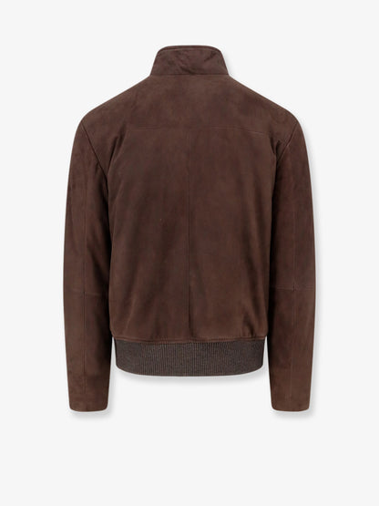 Suede jacket with shearling detail thumbnail