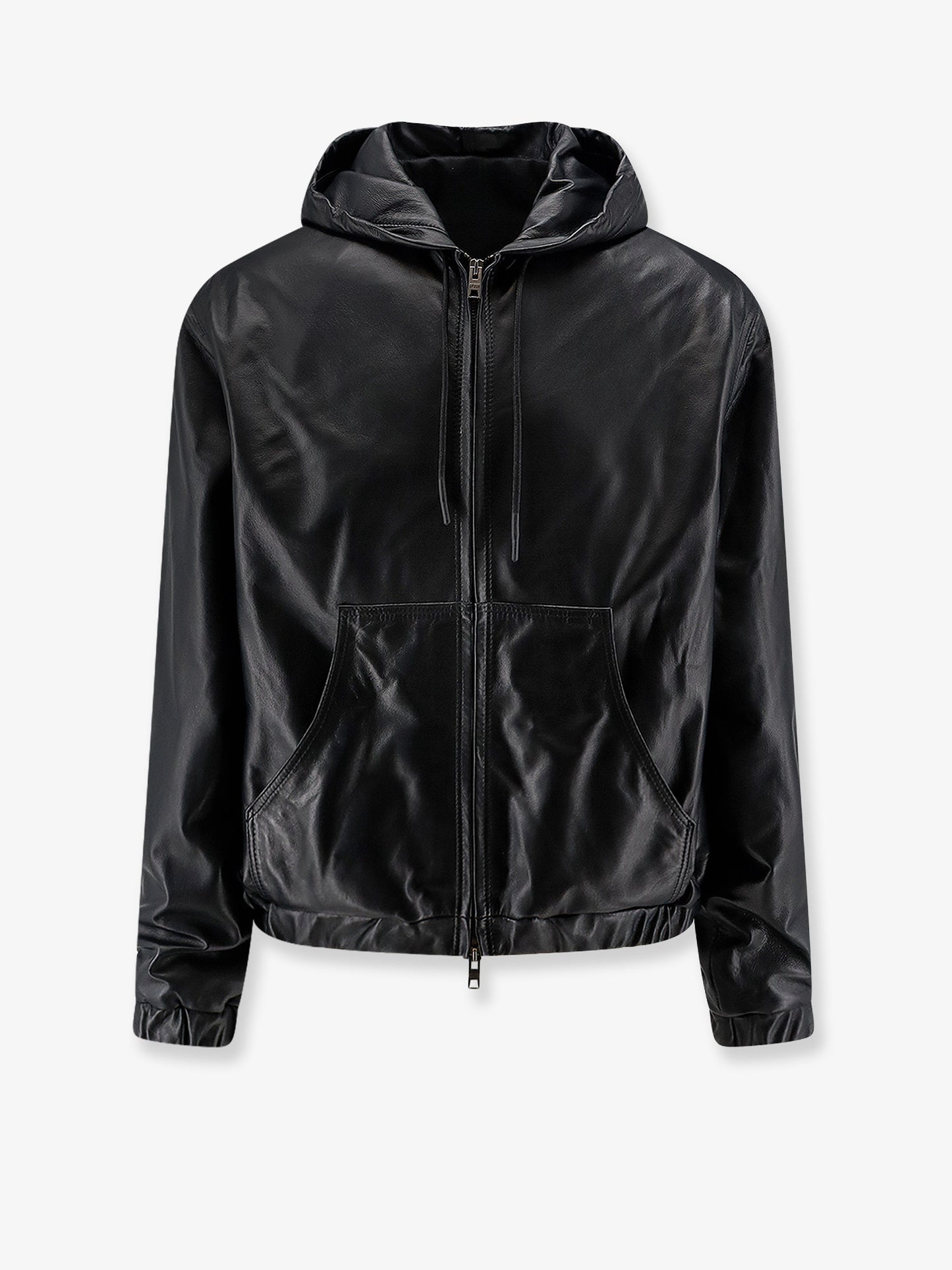 Hooded leather jacket