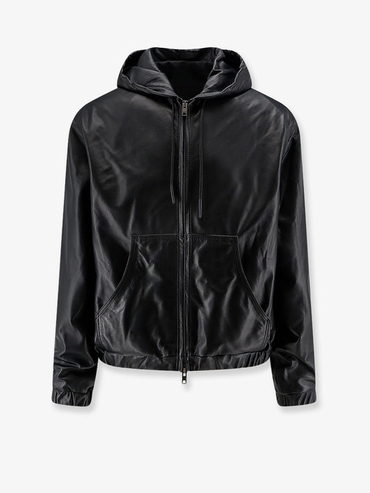 Hooded leather jacket