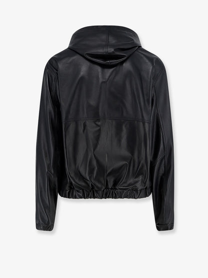 Hooded leather jacket thumbnail