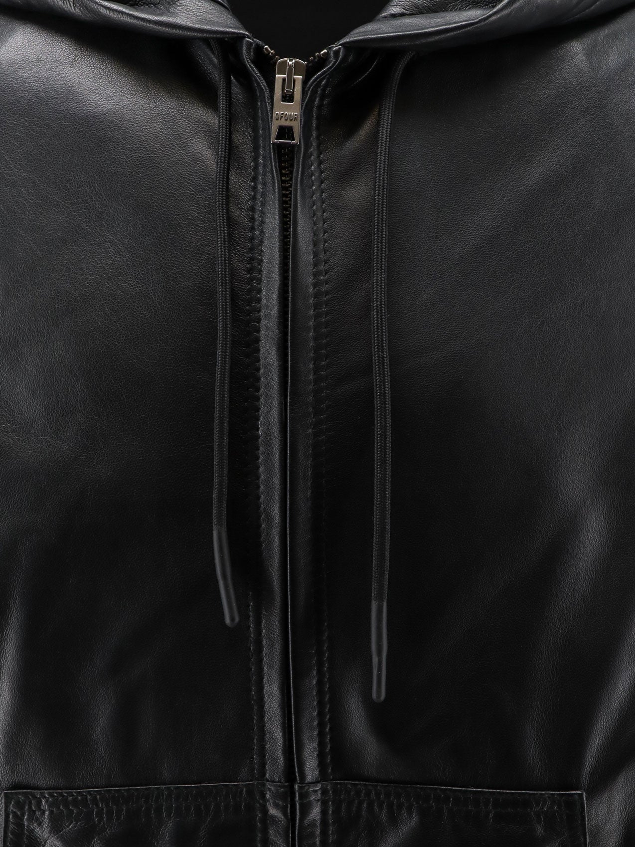 Hooded leather jacket