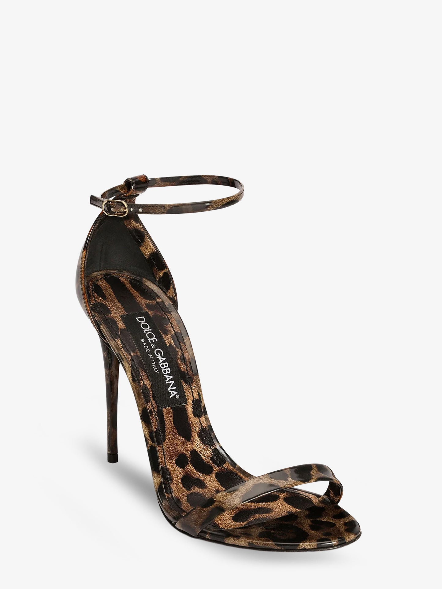 Leather sandals with leo print