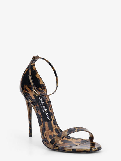 Leather sandals with leo print thumbnail