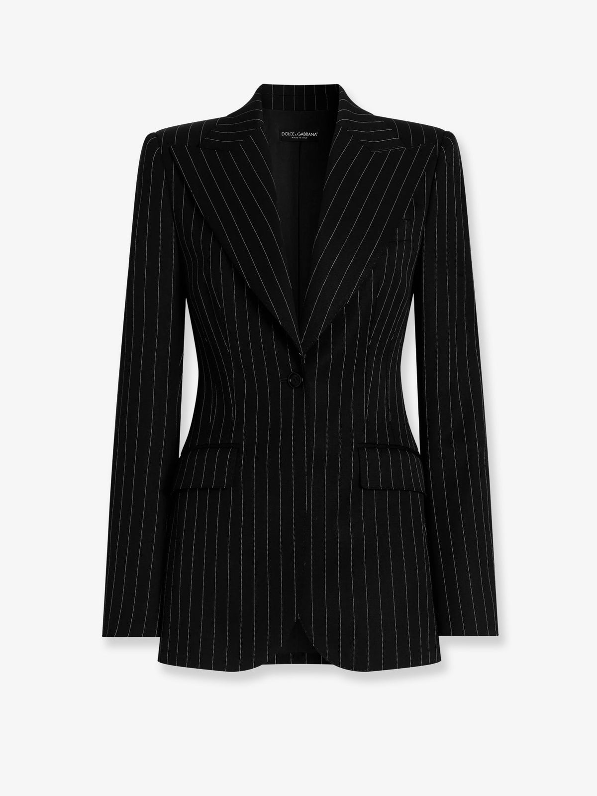 Pinstriped stretch virgin wool blazer