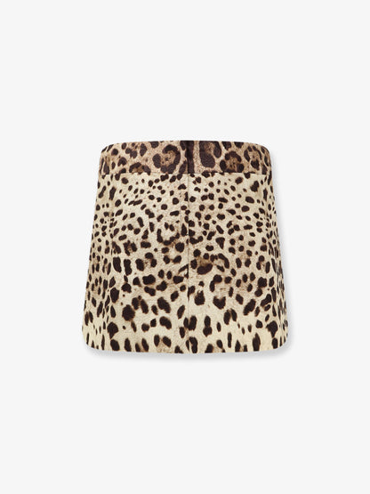 Cotton, silk and viscose mini skirt with animal motif thumbnail