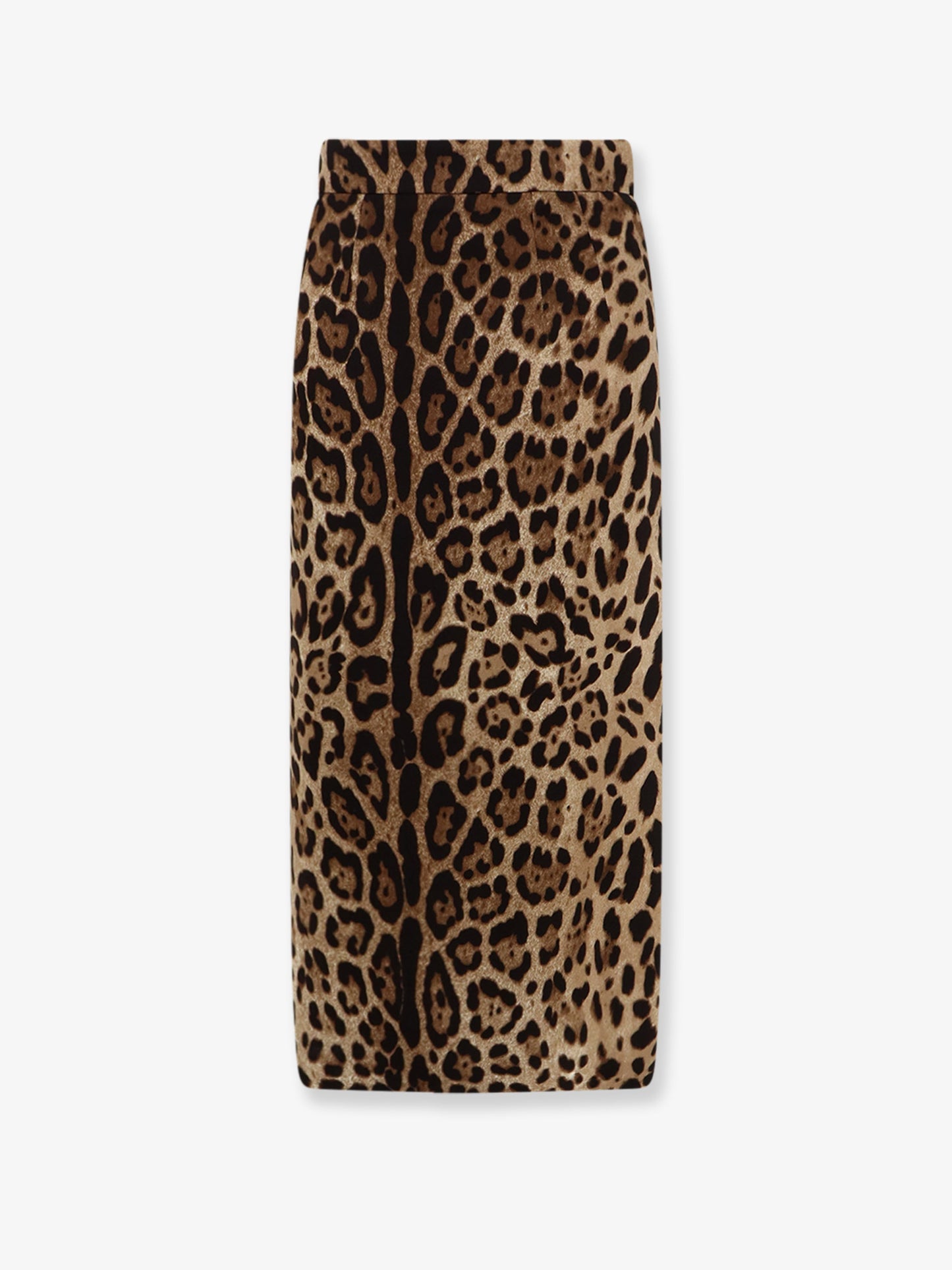 Stretch viscose longuette skirt with animal print