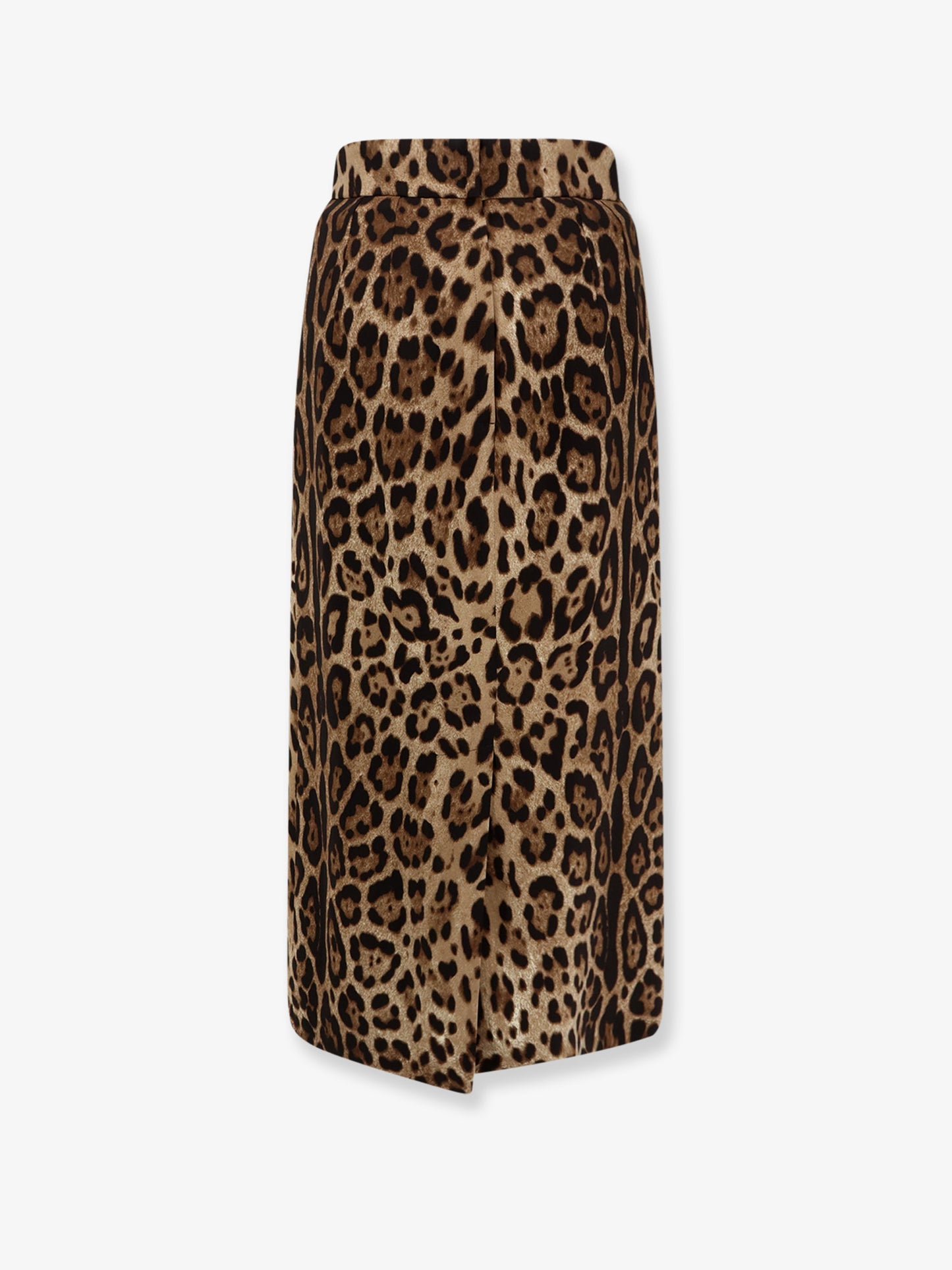 Stretch viscose longuette skirt with animal print