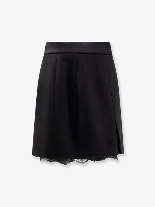 Virgin wool mini skirt with lace detail