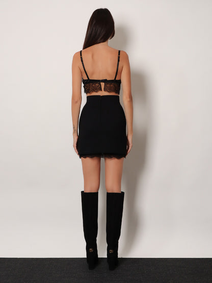 Virgin wool mini skirt with lace detail thumbnail