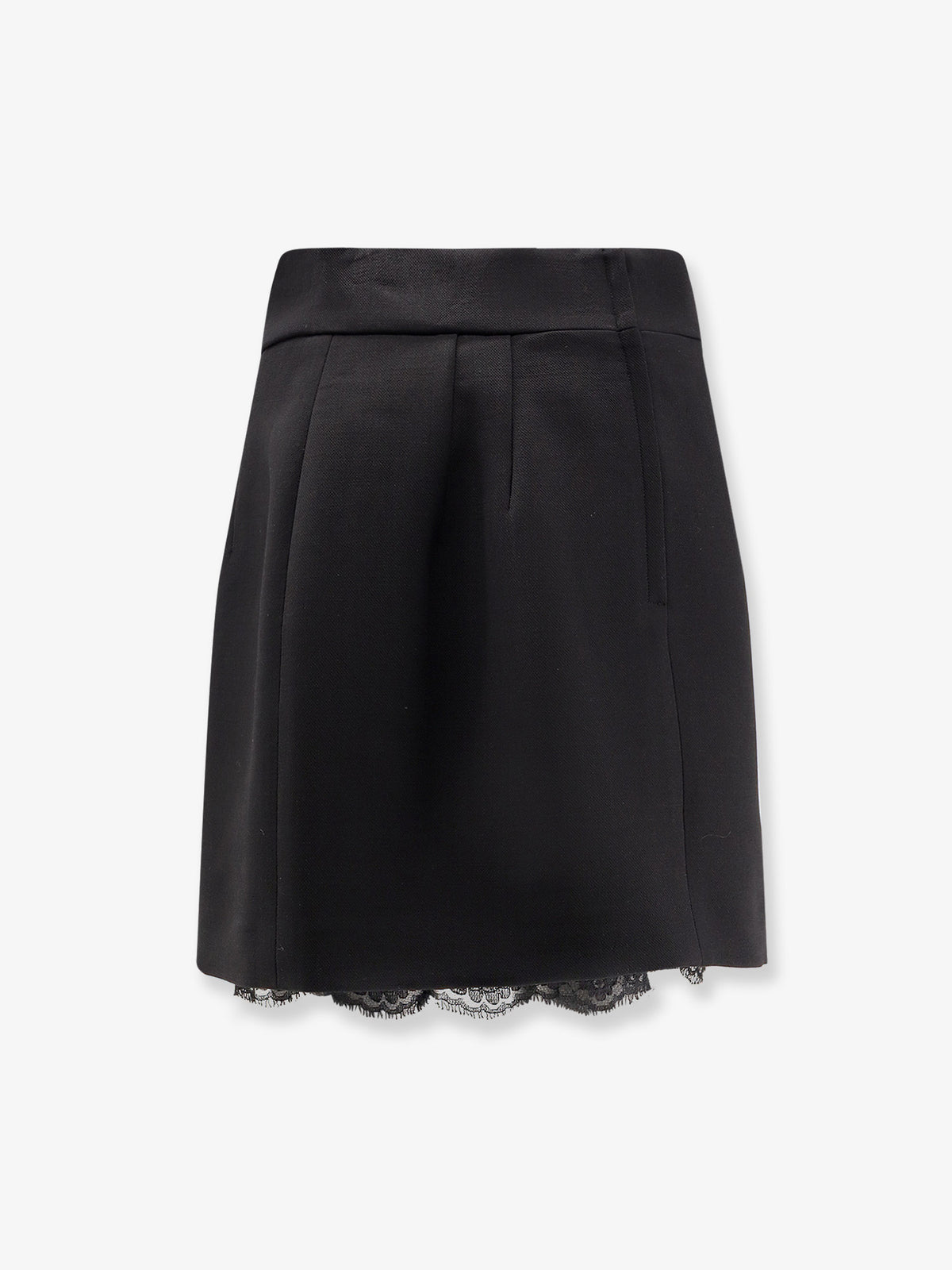 Virgin wool mini skirt with lace detail