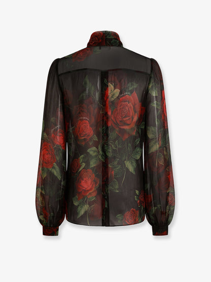 Chiffon shirt with rose print thumbnail