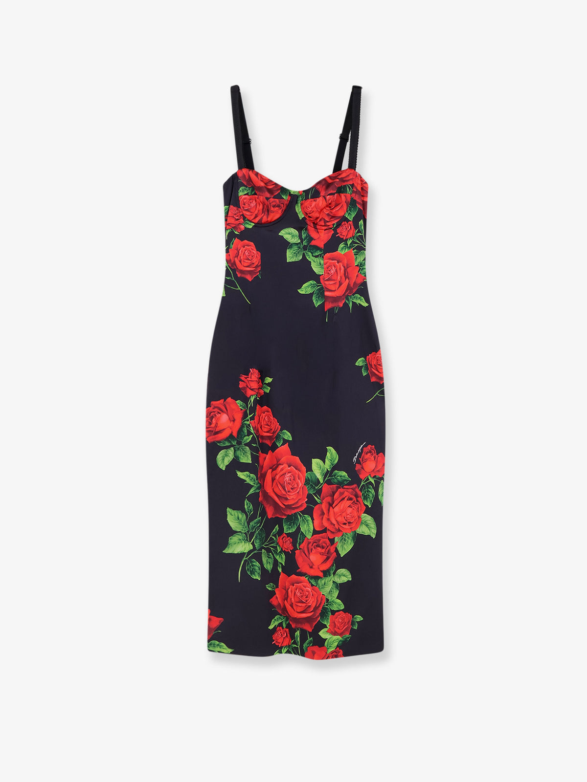 Vestito in seta stretch con iconica stampa Rose